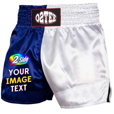 O2TEE Men Women Quick Dry Kickboxing Shorts for Gifts Plus Size, Navy White XXXL