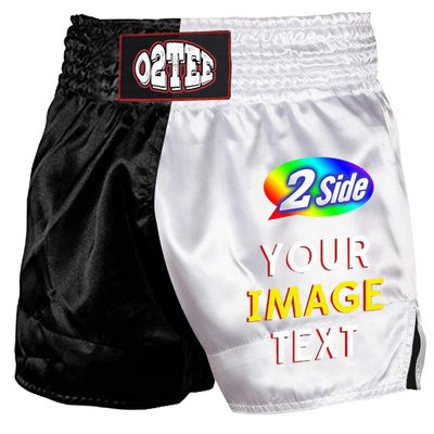 O2TEE Girls Custom Muay Thai Shorts Combat Boxer Trunks for Grappling, Black White XS