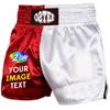 O2TEE Custom Muay Thai Boxing Shorts Add Your Picture Text Logo for Competition,Red White XL view 1
