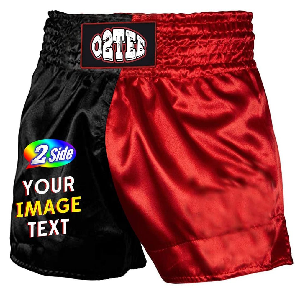 O2TEE Personalized Team Uniforms MMA Blaze Shorts for Kick Martial Arts Cross-Training, Black Red M