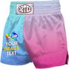 O2TEE Muay Thai Boxing Shorts for Casual Running Party Night,Blue Pink XL view 1