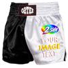O2TEE Custom Muay Thai Boxing Shorts Add Your Picture Text Logo for Competition,Black White XL view 1