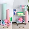 Weight Rack for Dumbbells Yoga Mat Storage Rack Home Gym Equipment Storage Rack Workout Equipment Storage Cart with Hooks for Yoga Mats, Dumbbells, Kettlebells, and Resistance Bands, White view 3