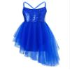 dPois Kids Girls' Sequins Criss Cross Camisole Leotard Ballet Dance Tutu Dress Ballerina Performance Dance Wear Outfit Dark Blue 5-6 view 1