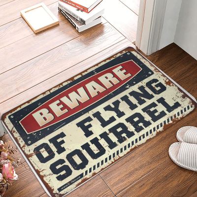 Abipuir Farmhouse Bath Rug Beware of Flying Squirrel Doormat Decor for Man Cave Man Cave Decor (Size : 65X90CM)