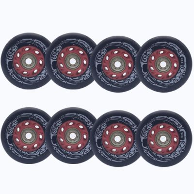 JHKJ 92A Inline Skate Wheels Replacement 72mm/76mm/80mm Speed Skate Wheels 8 Pcs with Bearings Long Lasting Formula for Skating Outside,Black,76mm