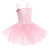 ODASDO Tutu Leotard for Girls Dance Ballet Toddler Kids Camisole Glittery Shiny Sequin Ballet Dress with Skirt Ballerina Gymnastics Class Traning Team Basic Athletic Bodysuit Pink 7-8Y view 2