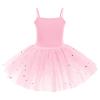 ODASDO Tutu Leotard for Girls Dance Ballet Toddler Kids Camisole Glittery Shiny Sequin Ballet Dress with Skirt Ballerina Gymnastics Class Traning Team Basic Athletic Bodysuit Pink 7-8Y view 3