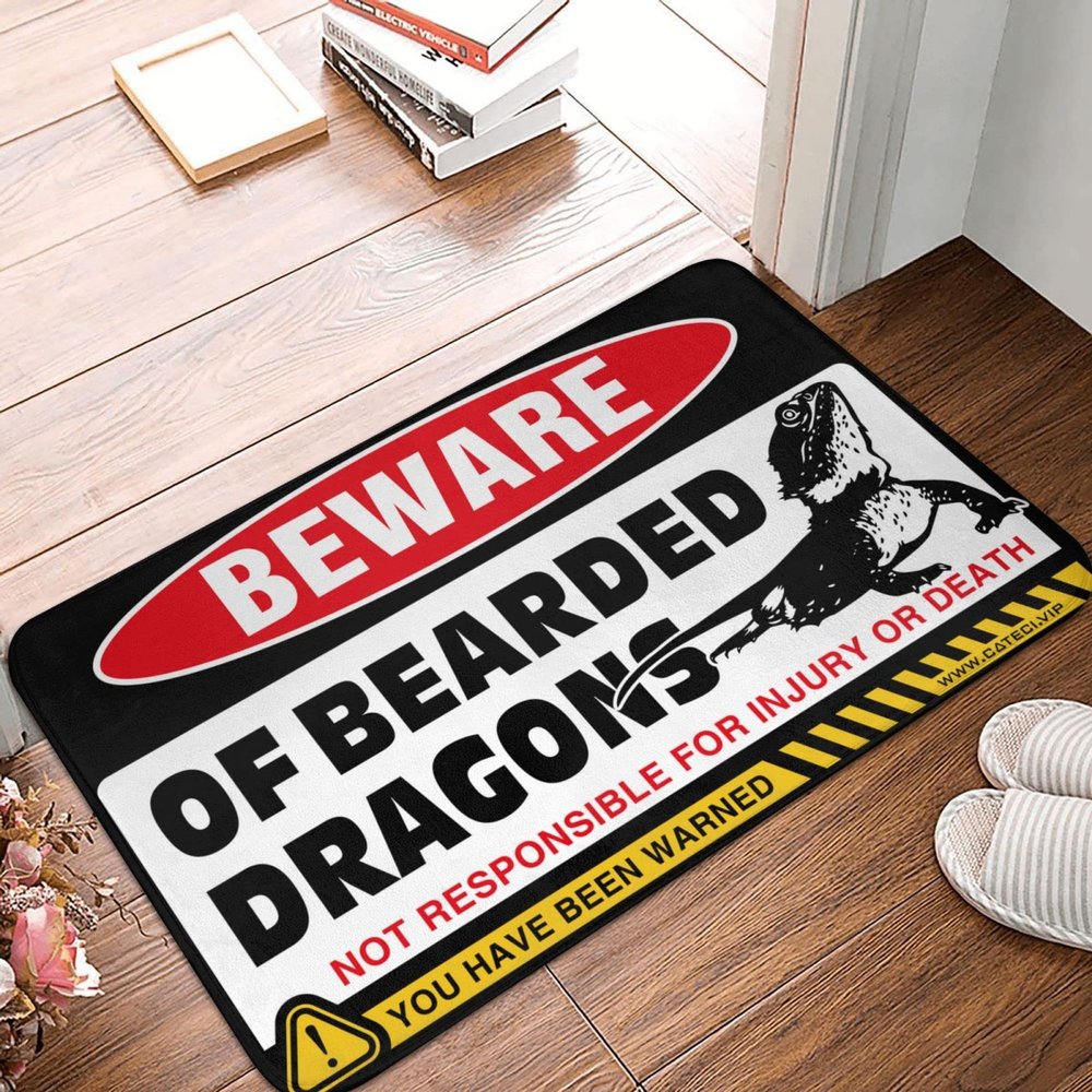 Abipuir Knock Before Entering Door Sign Beware of Bearded Dragons Rug Childrens Room Decor Front Door Inside Mat (Size : 50X80CM)