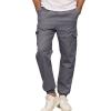 Angbater Mens Cargo Pants Outdoor Sport Jogger Sweatpants Hiking Relaxed Fit Drawstring Trousers with Pockets Grey view 1