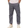 Angbater Mens Cargo Pants Outdoor Sport Jogger Sweatpants Hiking Relaxed Fit Drawstring Trousers with Pockets Grey view 3