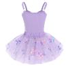 Ballet Leotard with Tutu Skirt for Girls Dance Gymnastics Camisole Bodysuit Toddlers Sparkly Butterfly Sequin Party Dress Ballerina Classic Basic Leotard Training Outfit Purple 3-4Y view 2