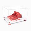 Better Display Cases Acrylic Extra Large Shoe Display Case for Basketball Shoe, Hightop, Soccer & Football Cleats with Clear Case, Red Risers and White Base 18" x 14" x 12" (A014/V60) view 1