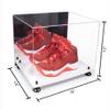 Better Display Cases Acrylic Extra Large Shoe Display Case for Basketball Shoe, Hightop, Soccer & Football Cleats with Mirror Case, Black Risers and White Base 18" x 14" x 12" (A014/V60) view 2