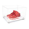 Better Display Cases Acrylic Extra Large Shoe Display Case for Basketball Shoe, Hightop, Soccer & Football Cleats with Clear Case, Silver Risers and White Base 18" x 14" x 12" (A014/V60) view 1