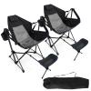 DORTALA Swinging Hammock Chairs for Camping, Rocking Camp Chair w/Retractable Footrest, Folding Camping Chair for Adults, Great for Camping, Fishing, Picnic, Carrying Bag Included, Pack of 2, Black view 1