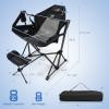 DORTALA Swinging Hammock Chairs for Camping, Rocking Camp Chair w/Retractable Footrest, Folding Camping Chair for Adults, Great for Camping, Fishing, Picnic, Carrying Bag Included, Pack of 2, Black view 3