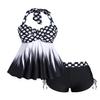 ROSE GAL Womens Plus Size Polka Dot Halter Twist Cinched Ruched Boyshorts Tankini Swimwear(Black_4/4X) view 1