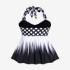 ROSE GAL Womens Plus Size Polka Dot Halter Twist Cinched Ruched Boyshorts Tankini Swimwear(Black_4/4X) view 2