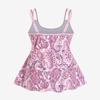 ROSE GAL Womens Plus Size Bohemian Paisley Print Tankini Swimwear with Boyshorts(Light Pink_2/L) view 2
