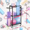 LIANTRAL Yoga Mat Storage Rack - Metal Gym Organizer for Yoga Mats, Foam Rollers & Fitness Equipment, Space Saving Workout Equipment Storage Rack for Home Exercise and Fitness Gear, Black view 2