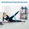 LIANTRAL Yoga Mat Storage Rack - Metal Gym Organizer for Yoga Mats, Foam Rollers & Fitness Equipment, Space Saving Workout Equipment Storage Rack for Home Exercise and Fitness Gear, Black view 3