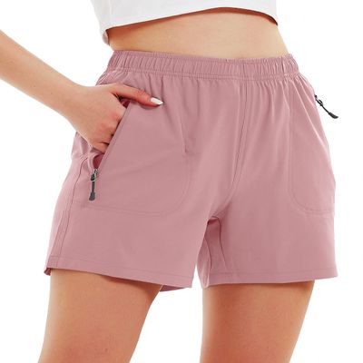 Nomolen Women's 5" Hiking Cargo Shorts Quick Dry Lightweight Athletic Outdoor Shorts for Workout with Zipper Pockets Dusty Pink XS