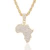 Africa Map Pendant Necklace Women Men Silver Color/Gold Color Ethiopian Jewelry African Map Hiphop Item JW4OI (cuban chain silver-Pendant with 24 inch) view 2