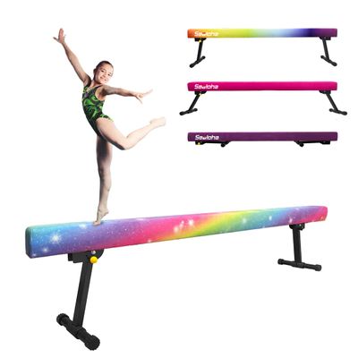 Sealoha 8ft Ultrasimple Adjustable&Foldable Balance Beam,High-Low Floor Beam Suede Gymnastics Equipment, Gymnastics Beam for Training&Professional HomeTraining (Gym Beam, Starlight, 8ft)