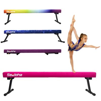 Sealoha 6ft Ultrasimple Adjustable&Foldable Balance Beam,High-Low Floor Beam Suede Gymnastics Equipment,No Tool Require, Gymnastics Beam for Training&Professional HomeTraining