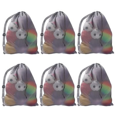 GSE Games & Sports Expert Grey 30"x40" Heavy Duty Mesh Drawstring Bag, Extra Large Sports Equipment Bag with Shoulder Strap for Soccer, Basketballs, Volleyballs, Footballs, Swimming Gear, Laundry