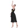 AFAVOM Sequin Lyrical Dance Dress for Women Adult Contemporary Costumes Shiny Flower Ballroom Dresses High Low Tulle Chiffon Skirt with Ballet Leotard Dancewear Black - X-Large view 4