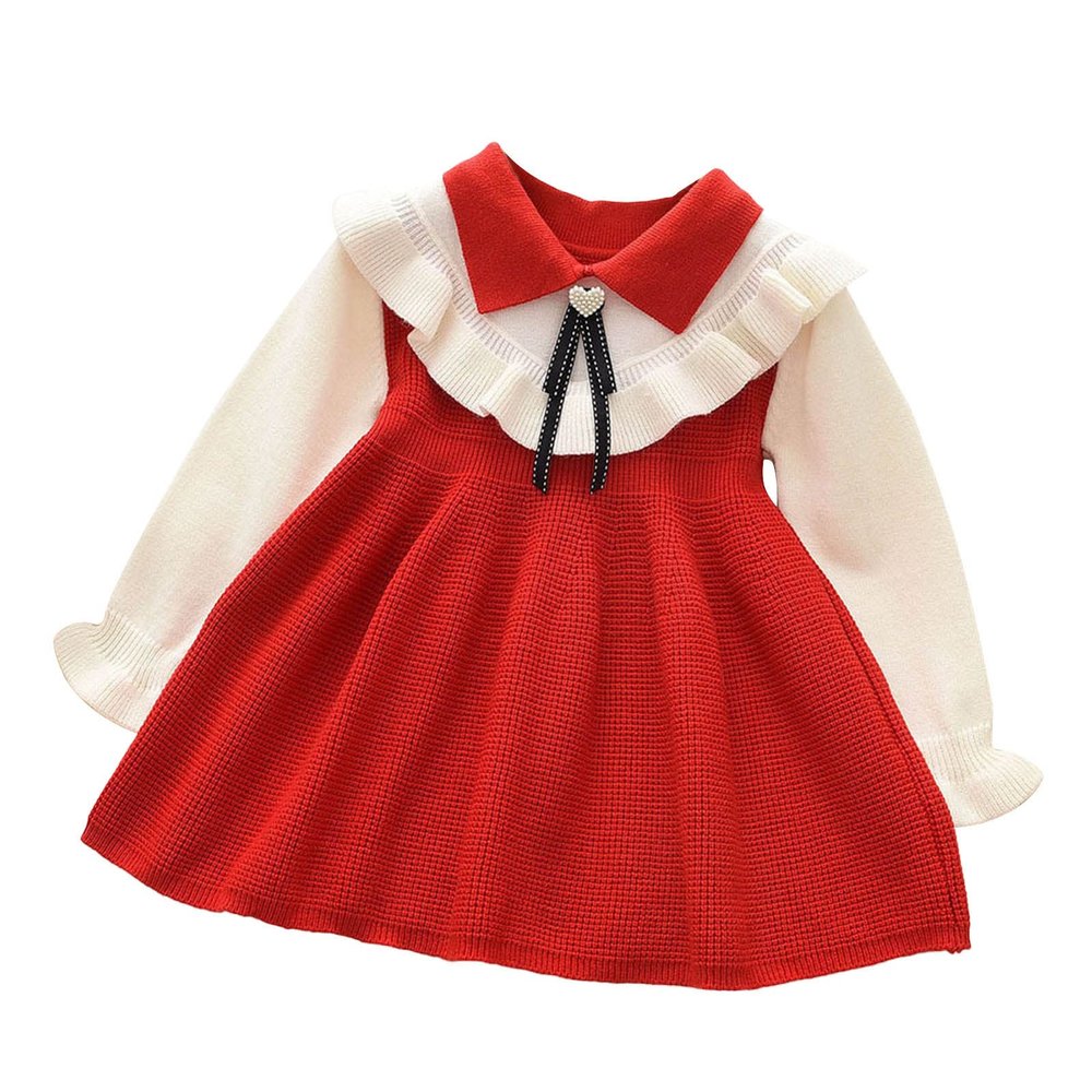 Flower Baby Girl Clothes Kids Toddlers Designed Stretch Patchwork Bow Tie Winter Dress Exquisite Baby Romper Set
