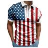 WABEOR Men's Patriotic Polo Shirt Short Sleeve Zip Up Casual Summer Slim Fit Golf T-Shirt Big and Tall American Flag T Shirts view 1