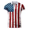 WABEOR Men's Patriotic Polo Shirt Short Sleeve Zip Up Casual Summer Slim Fit Golf T-Shirt Big and Tall American Flag T Shirts view 3