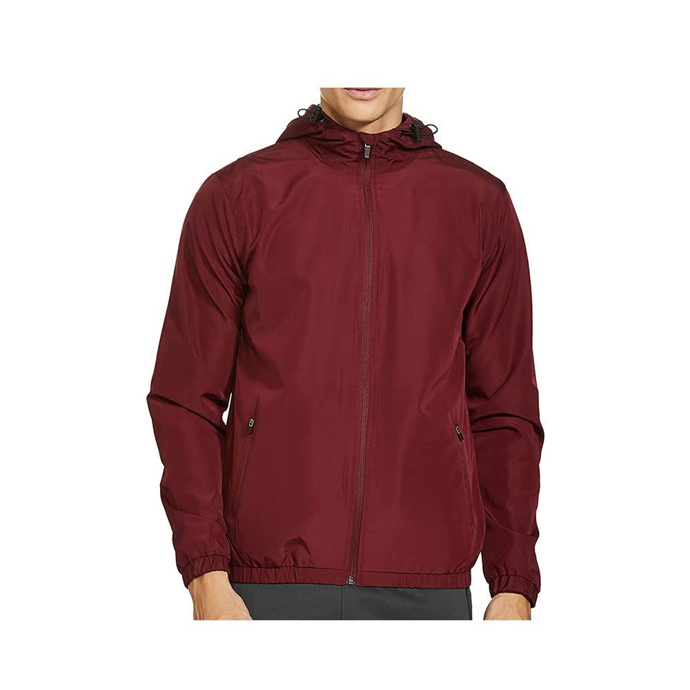 CALIPH IMPEX Full Zippers Outdoor Rain Waterproof Jackets Raincoat for Mens Maroon