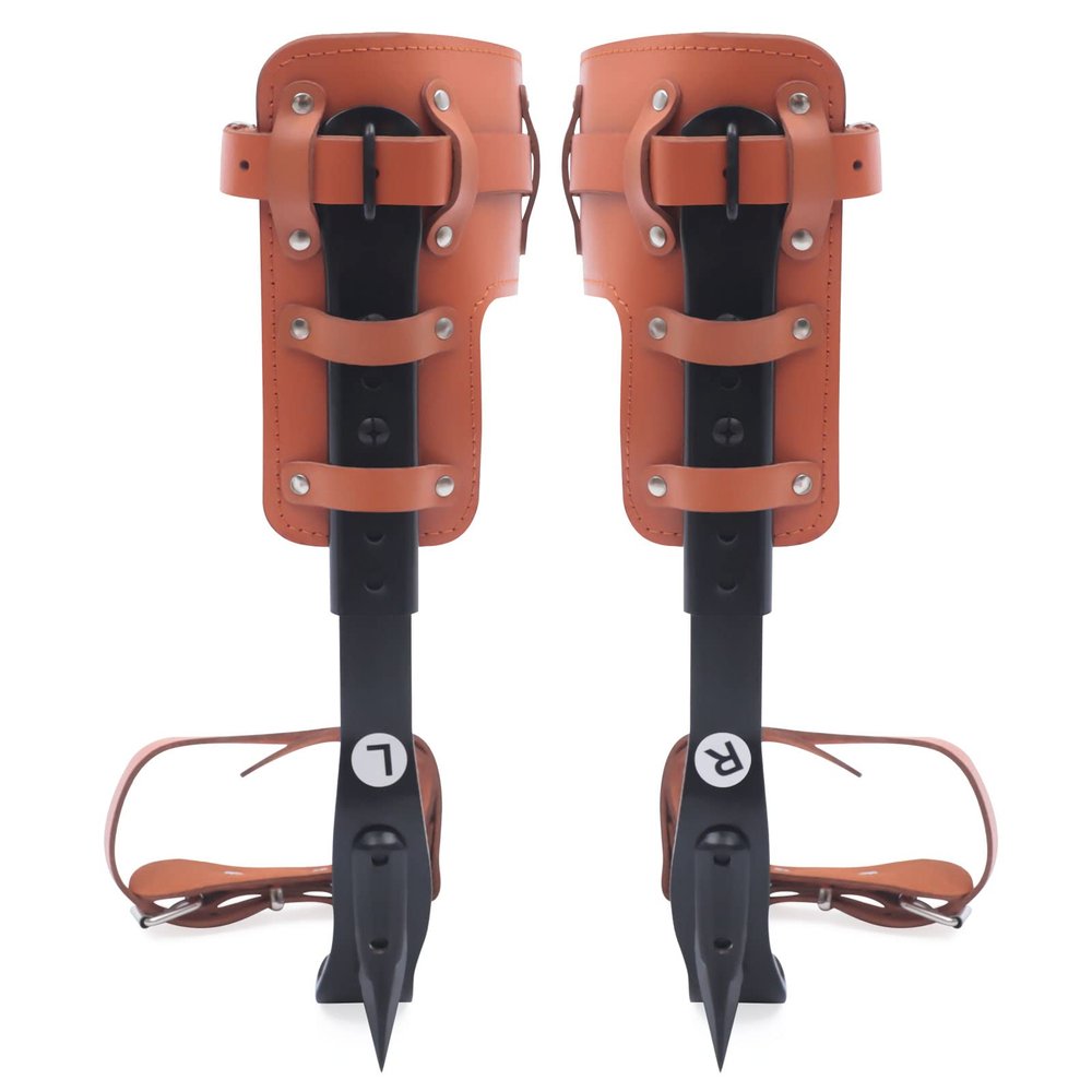 DYRABREST Tree Climb Set,16.14-18.5in Height Adjustable Spike Climbing Tool,Cattle Hide Leggings Straps Non-Slip Pedal,Climbing Spurs,Picking Coconut Outdoor Activities