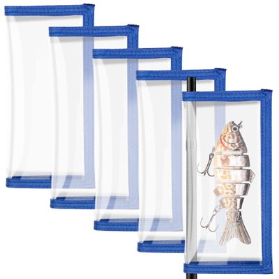 Bombrooster 5 Pack Fishing Lure Wraps Transparent Hook-and-Loop Covers for Crankbaits, Swimbaits, Fishing Rods & Poles