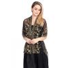 Heavyoff Women's Floral Lace Shawl Scarf with Tassels, Soft Mesh Fringe Wraps for Bridal Party Wedding Evening Party Dresses, Black+Gold, 23.5x70.2 inch view 2