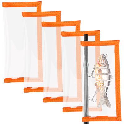 Bombrooster 5 Pack Fishing Lure Wraps  Transparent Hook-and-Loop Covers for Crankbaits, Swimbaits, Fishing Rods & Poles