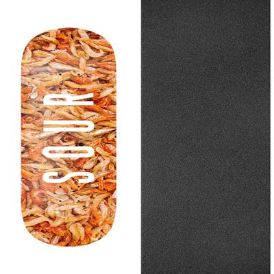 Sour Solution Skateboards Shrimp Army Skateboard Deck - 8.25" x 32" with Black Magic Skateboard Griptape Black - Bundle of 2 Items