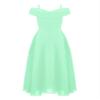 Sywiyi Kids Flower Girls Off Shoulder Prom Gown Chiffon Junior Bridesmaid Dress Wedding Pageant Maxi Dress 02 Mint Green 10 Years view 1