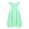 Sywiyi Kids Flower Girls Off Shoulder Prom Gown Chiffon Junior Bridesmaid Dress Wedding Pageant Maxi Dress 02 Mint Green 10 Years view 2