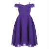 Duoremi Kids Flower Girls Elegant Chiffon Off Shoulder Bridesmaid Wedding Dress Birthday Party A Line Evening Dress Purple 8 Years view 1