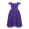 Duoremi Kids Flower Girls Elegant Chiffon Off Shoulder Bridesmaid Wedding Dress Birthday Party A Line Evening Dress Purple 8 Years view 2