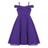 Duoremi Kids Flower Girls Elegant Chiffon Off Shoulder Bridesmaid Wedding Dress Birthday Party A Line Evening Dress Purple 8 Years view 3