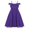Duoremi Kids Flower Girls Elegant Chiffon Off Shoulder Bridesmaid Wedding Dress Birthday Party A Line Evening Dress Purple 8 Years view 4
