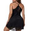 JEsilunmaMY Plus Size Nightdress for Women Sexy V Neck Lace Sheer Babydoll Lingerie One Piece Straps Chemise Sleepwear (Black,Small) view 3