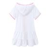 Kids Little Girls Summer Swim Cover Up Swimsuit Zip Up Beach Bathing Suit Hooded Bathrobe Absorbent 3 (White, 6-7 Years) view 2