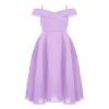 Duoremi Kids Flower Girls Elegant Chiffon Off Shoulder Bridesmaid Wedding Dress Birthday Party A Line Evening Dress Lavender 10 Years view 1